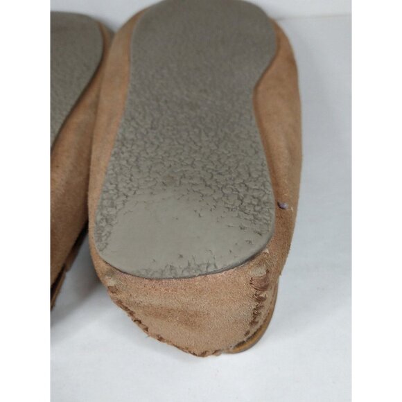 Minnetonka Moccasin Cally Slippers Women's Sz 9 Brown Suede Pile Lined Cozy Warm - Picture 6 of 9
